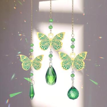 Imagem de Apanhadores de sol, 3 peças, cristais, apanhador de sol, borboleta, arco-íris, cristais, bolas de prisma, pingentes, ornamentos para decoração de janelas internas