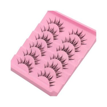 Imagem de Cílios Postiços Cat Eye 6D Wispy Natural Look Clear Band 5 6 Pares GRO
