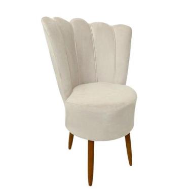 Imagem de Cadeira Poltrona Decorativa Pétala Veludo Luxo Premium Pés Retrô Palit