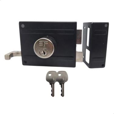 Imagem de Fechadura Sobrepor Preta Para Portão 3F 1130 2 Chaves