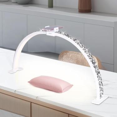 Imagem de TUTUYU Luz de LED arqueada para mesa da marca, facilmente removível e montável, lâmpada de manicure de meia lua ou lâmpada de cílios com suporte para celular, diamantes de cor preta