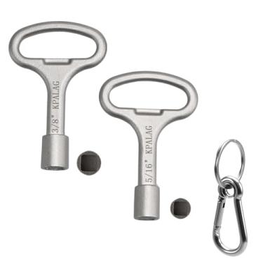 Imagem de KPALAG Chaves de água quadradas de 0,9 cm e 5/40.6 cm, chaves de aço Sillcock 630 atualizadas, chave de hidrante de parede com chaveiro, ferramenta de desligamento de válvula de água externa, chave de