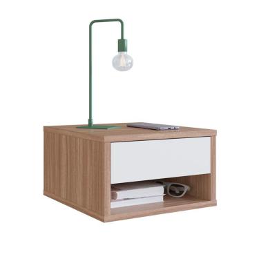 Imagem de Mesa de Cabeceira Suspensa Slim 1 Gaveta Montana e Branca