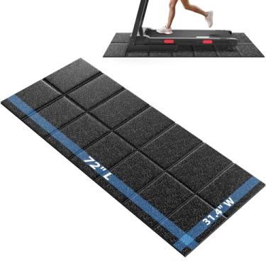 Imagem de CIIHI Tapete de esteira dobrável de borracha – Tapetes de caminhada para fitness em casa, protetor de chão com textura antiderrapante, fácil de limpar e manter, 182 cm C x 79,8 cm L