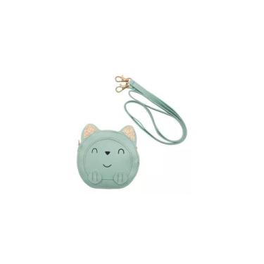Imagem de Kit de beleza infantil bolsinha redonda gatinho azul fenix