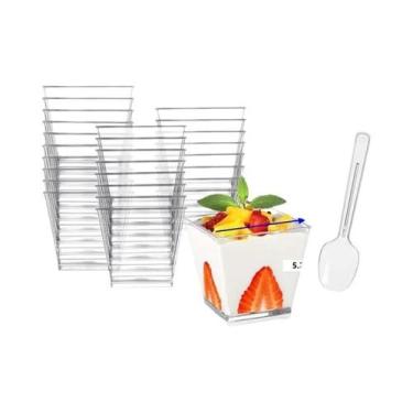 Imagem de Mini Copos Quadrados De Plástico Transparente Para Sobremesas 1-100PCS