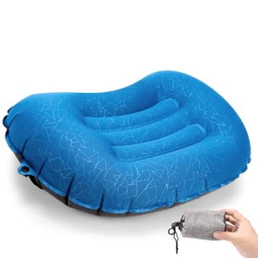 Imagem de Travesseiro Inflavel, Travesseiro Inflável Ultraleve para Viagem de Acampamento, Design Ergonómico e Confortável, Adapta-se Perfeitamente ao Pescoço