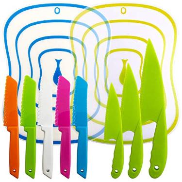 Imagem de Conjunto de 10 facas de cozinha, facas de cozinha Sonku com tábuas de corte para crianças e adultos - várias cores