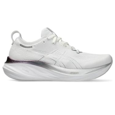 Imagem de ASICS Tênis de corrida feminino Gel-Nimbus 26, Branco verdadeiro/prata pura, 42