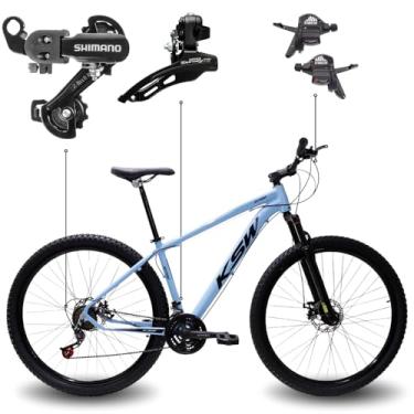 Imagem de Bicicleta Aro 29 KSW XLT 100 21 Marchas Shimano Quadro Alumínio Freio Hidráulico MTB (Azul Claro, 19)
