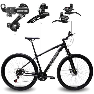 Imagem de Bicicleta Aro 29 KSW 21 Marchas Quadro Alumínio Cabeamento Interno Freio Mecânico Câmbios SH Tourney MTB (Preto Prata, 15)