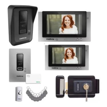 Imagem de Kit Videoporteiro WiFi Intelbras Allo wT7 2 Módulos, Fechadura Elétric