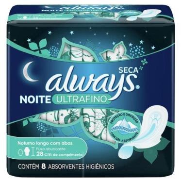 Imagem de Absorvente Always Ultrafino Noites Tranquilas Seca com Abas 8 Unidades