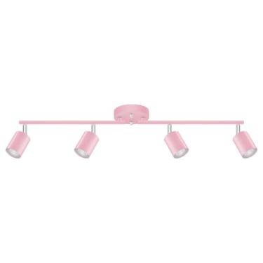 Imagem de Bricosmocon Luminária De Teto Com Trilho, Kit 4 Luzes Led, Luminárias Modernas, Holofote Parede Rosa Para Quarto/Quarto/Decoração Casa Meninas, Presente Natal (Soquete Gu10, Sem Lâmpada)