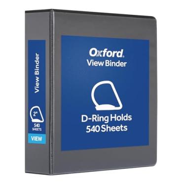 Imagem de Oxford Fichário de 5 cm com 3 anéis, vista em D com dobradiça XtraLife, antiaderente, sem PVC, preto, capacidade para 540 folhas, fichário único (1017675)