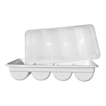 Imagem de Porta Talher Grande Profissional 4 Divisória em PP Com Tampa 51,5X29X2