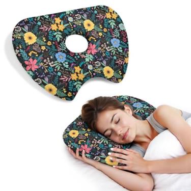 Imagem de BVOKQUC Travesseiro de piercing de orelha para dormir de lado, travesseiros com furos para dor de ouvido, travesseiro de donut para adultos, CNH, alívio de dor de ouvido, almofada de pressão e