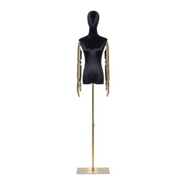 Imagem de Mannequin Manequins para exposição de roupas, torso feminino de veludo com altura ajustável de 65 a 71 polegadas, para vestidos de noiva e camisetas(Black,Medium)