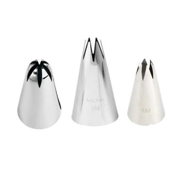 Imagem de Kit 3 Bicos Para Confeitar, M Reto 1, M Flor 2, M Flor 1.