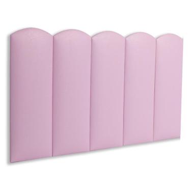 Imagem de Cabeceira Solteiro Kit 5 Placas Modelo Nuvem - Courino Rosa
