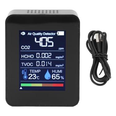 Imagem de 5 em 1 Detector de qualidade do ar portátil testador interno CO2 HCHO TVOC Monitor de umidade de temperatura para carros de carro em casa Material abds 1500mAh bateria