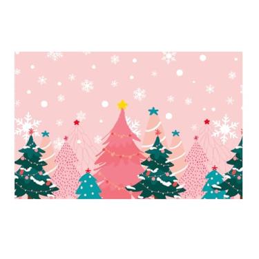 Imagem de JarThenaAMCS Pacote com 50 tapetes de papel de Natal, rosa, verde, árvores de Natal, 28 x 43 cm, floresta, floco de neve, para mesa de jantar de inverno e aniversário
