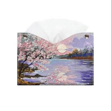 Imagem de Caixa de lenços de papel PU porta-guardanapos de couro para toalha de papel para sala de estar, caixa de lenços faciais, capa de caixa de lenços (roxa)