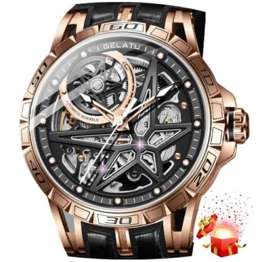 Imagem de OLEVS Relógio masculino automático mecânico luxuoso Tourbillon aço inoxidável à prova d'água relógios de pulso data, P - ouro rosa