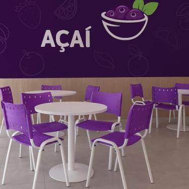 Imagem de Kit 10 Cadeiras Iso Base Branco, Escola, Escritório, Igreja- Violeta