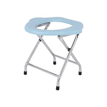 Imagem de Cadeira de chuveiro dobrável assento de vaso sanitário portátil assento de vaso sanitário de acampamento cadeira de banheiro para idosos de aço inoxidável com pontas de borracha antiderrapantes para