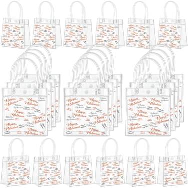 Imagem de Kolldenn 24 unidades de sacolas de presente de PVC de verão de Halloween com alça reutilizável para doces e guloseimas, para festa de Halloween, 16 x 14 x 8 cm (letras e teia de aranha, transparente)