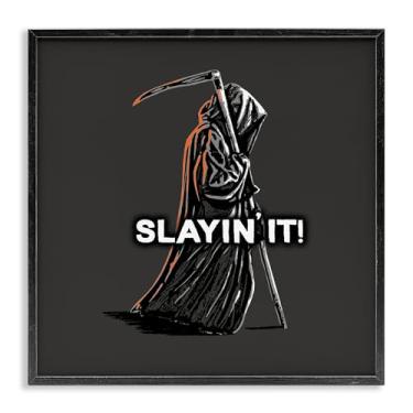 Imagem de Stupell Industries Slayin' It Grim Reaper Design de arte giclée emoldurado preto por Jedco Brands, Inc., 61 x 61 cm