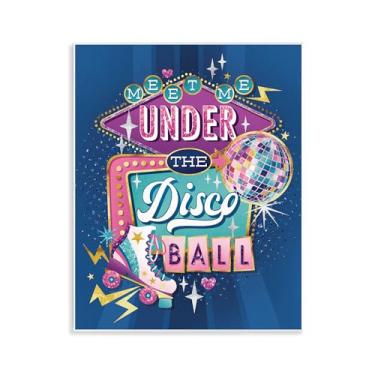 Imagem de Stupell Industries Design artístico Meet Me Under Disco Ball Wall Plaque por Courtney Morgenstern, 35,5 x 28,5 cm
