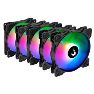 Imagem de Kit 5 Fans Rise Mode X ARGB 120mm S/Controladora Preto - RM-XLD-ARGB
