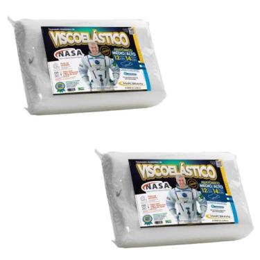 Imagem de Kit de 2 Travesseiros Modelo Cervical Viscoelástico - MarcBrayn