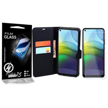 Imagem de Capa Capinha Carteira + Pelicula Vidro Moto G9 Power XT2097 6.78 - Cel
