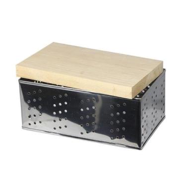 Imagem de Forma Queijo Retangular Inox P 500g Prensador Madeira - Gastrobel