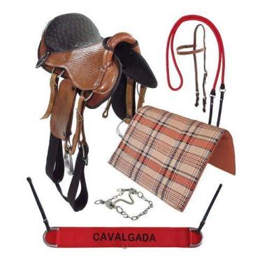 Imagem de Sela De Alça Tradicional Havana Couro Original C/ Acessórios Cavalo - 