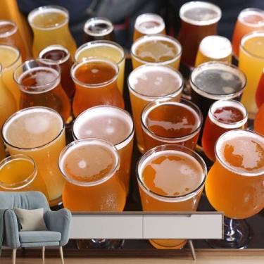 Imagem de Papel de Parede Cerveja Bebida Cervejeiro Bar Sala Adesivo - 319pcm - 