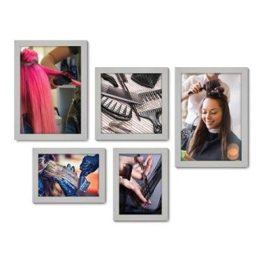 Imagem de Kit Com 5 Quadros Decorativos - Salão de Beleza Cabeleireiro - 055kq01