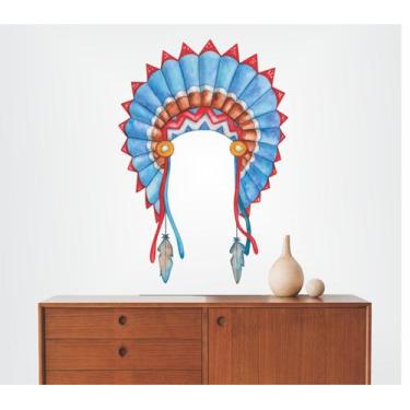 Imagem de Adesivo Auto Colante Decorativo Cocar Indígena Aquarela - Colakoala Ad