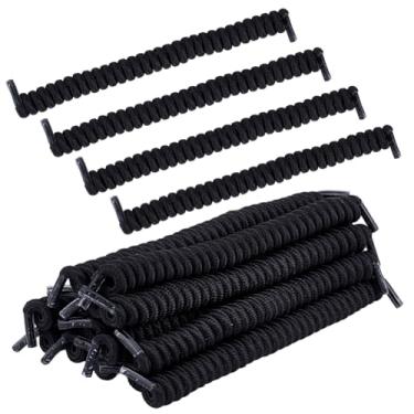 Imagem de OLYCRAFT 14 peças cordões de viseira de sol encaracolados sem amarrar, cadarços de mola para palas de sol de espuma de tecido, tênis esportivo, Preto