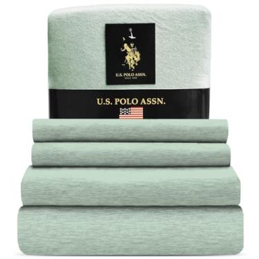 Imagem de U.S. Polo Assn. Conjunto de Lençóis de Malha de Algodão Rico Em 4 Peças, Material Macio e Aconchegante para Todas As Estações, 1800 Fios