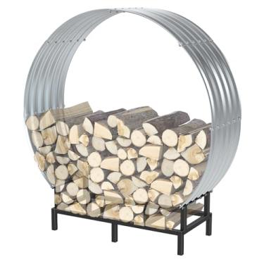 Imagem de Rack de lenha externo interno, suporte de lenha resistente de 91 cm com capa, capa à prova de ferrugem, suporte de armazenamento de madeira, suporte de tronco de lareira para empilhamento de madeira