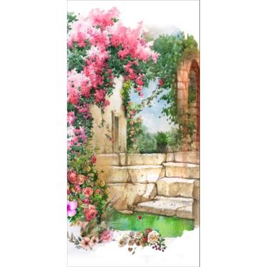 Imagem de Painel Vertical de Lona Muro e Jardim Encantado Aquarela - 100x120cm -