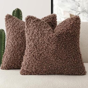 Imagem de Capa de travesseiro Findtower Faux Fur 45x45cm Vermelha Marrom 2 peças
