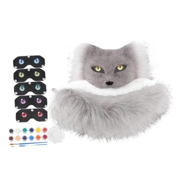 Imagem de Wzmzjy Máscara E Cauda Realistas Acessórios Cosplay para Baile de Máscaras de Festival, Cinza