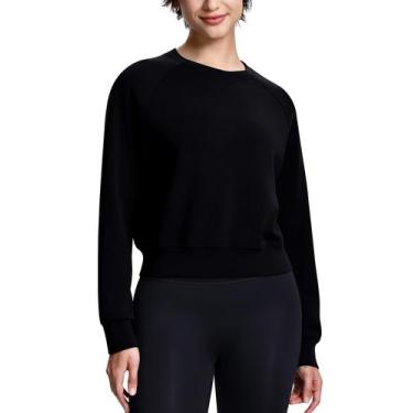 Imagem de Moletom ISEEGZ Modal Soft Cropped para mulheres preto tamanho M