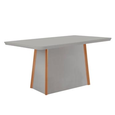 Imagem de Mesa De Jantar Diane 120cm Tampo Mdf E Vidro Moderna Mobilia Naturalle/off White/serig. Off Com Vidro