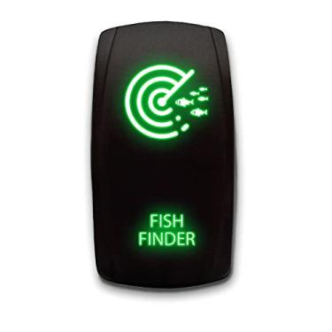 Imagem de Fish Finder Interruptor basculante vertical de 5 pinos com gravação a laser, interruptor liga/desliga SPST 20A 12V, verde